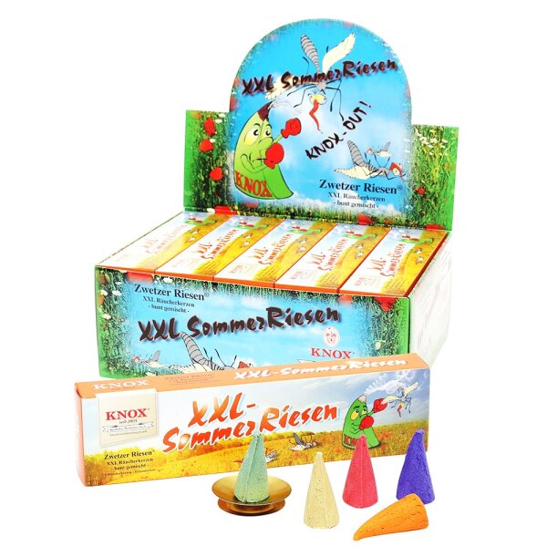 Knox-Sommerriesen 5er Räucherkerzen bunt gemischt + 1 Glimmschale 24 x 3,2 x 6,5 cm XXL;
