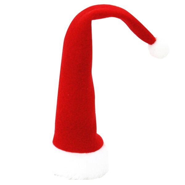 Filz Weihnachtsmann-Mütze extra lang für Flaschen, rot 6,5 x 6,5 x 23,5 cm
