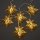 HELLUM LED-Lichterkette mit goldenen Metall-Sternen, warm-weiß, transparentes Kabel, batteriebetrieben