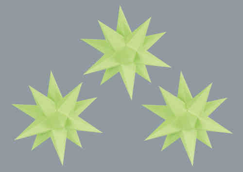 3er Set Marienberger Adventssterne - Grün einfarbig