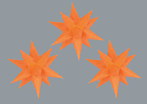 3er Set Marienberger Adventsterne - Orange einfarbig