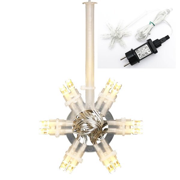 Kunststoff Beleuchtungseinheit für Weihnachtsstern mit 3m Anschlussleitung & Feuchtraumanschluss inkl. Adapter 4,5 V; LED; wetterfest/für außen geeignet;