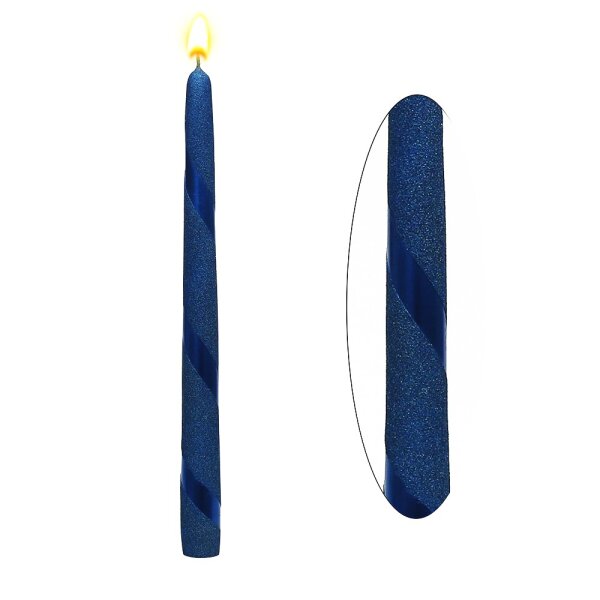 Leuchterkerze Blau Metallic Spirale 2,3 x 2,3 x 30 cm