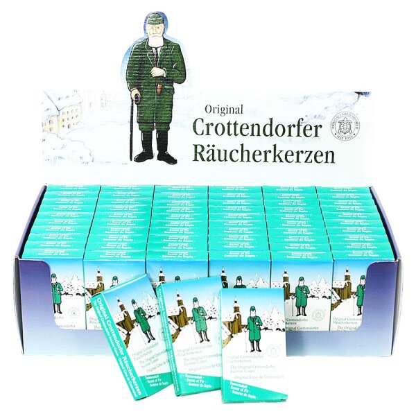 60er Set Crottendorfer-Räucherkerzen "Tannenduft" im Display 38 x 22,5 x 11 cm