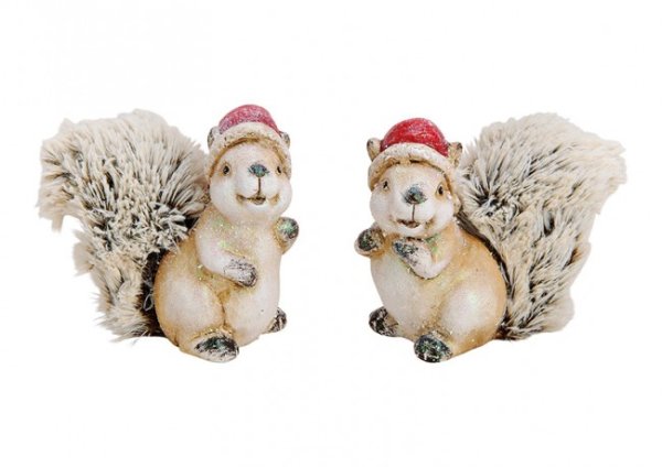 Weihnachtseichhörnchen aus Ton, Plüsch  Braun 2-fach, (B/H/T) 13x13x7cm