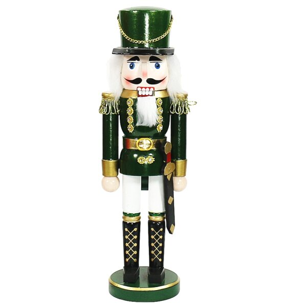 Holz Nussknacker Soldat, grün metallic 10 x 9 x 35 cm