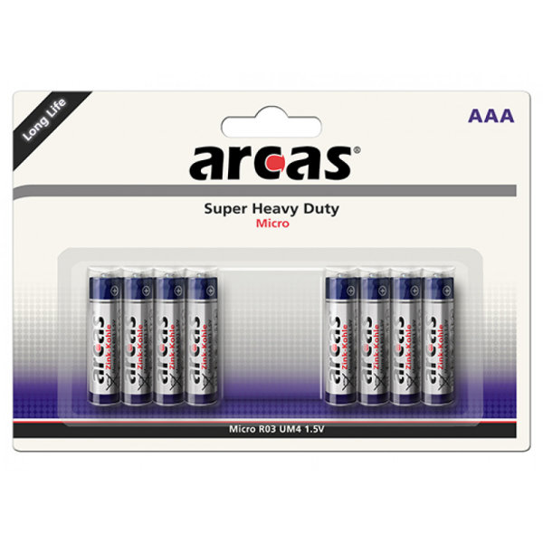 Batterie, 8-teilig, Arcas Batterie Alkaline LR03 / AAA / Micro / 1,5V (4+4)