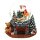 Polyresin Schneekugel "Weihnachtskamin" mit Santa & Tannenbaum 25,5 x 20 x 22,5 cm Ø 15 cm Batteriebetrieb AA; LED; Farbwechsel; Sound; XXL;