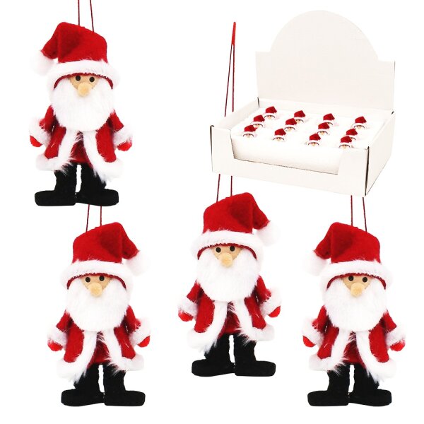 Textil Weihnachtsmann mit Anhänger rot/weiß 4 x 4 x 8 cm