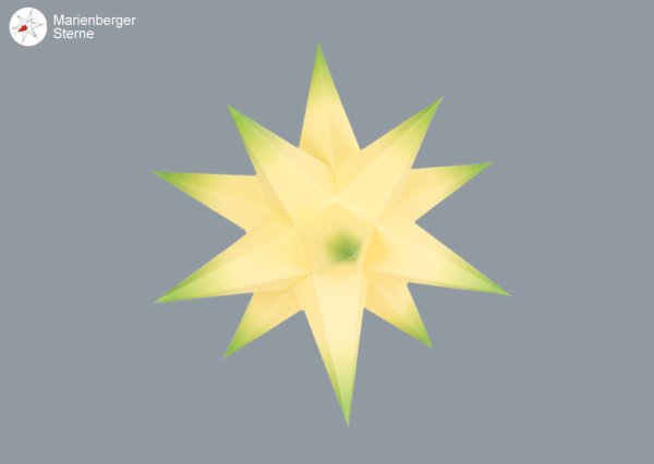 1er Set Marienberger Adventssterne - gelb mit grüner Spitze