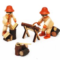 2er Set Holz Figur "Holzarbeiter" mit Säge...