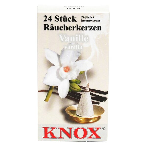 KNOX-Räucherkerzen "Vanille", Packungsinhalt: 24 Stück, 6,5 x 2,2 x 12,5 cm