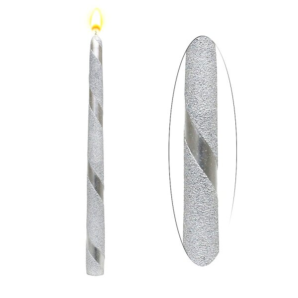 Leuchterkerze "Silber Metallic Spirale" 2,3 x 2,3 x 30 cm