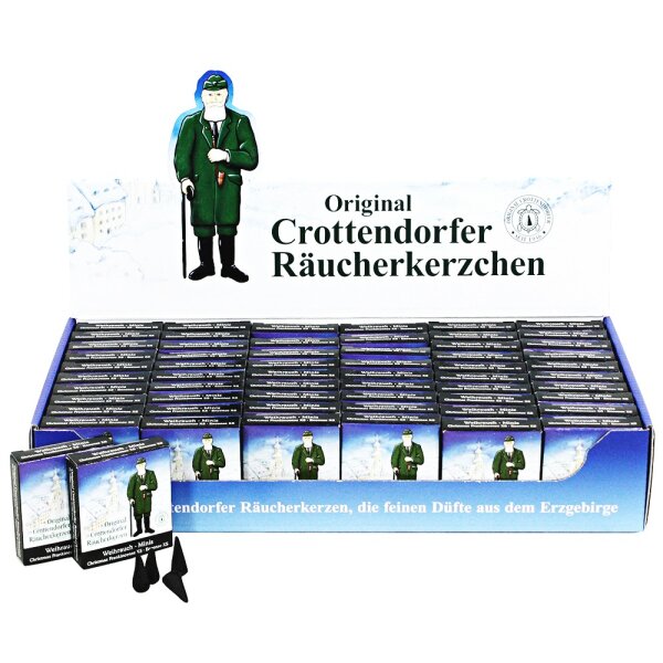 Crottendorfer-Mini-Räucherkerzen "Weihrauch" VE Achtung! Neu jetzt im Display zu 60 Stück = VE 1 29 x 15,5 x 5,5 cm