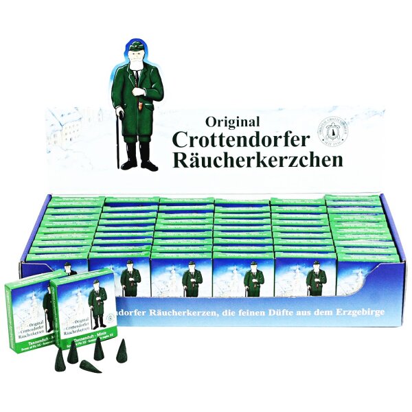 Crottendorfer-Mini-Räucherkerzen "Tanne" VE Achtung! Neu jetzt im Display zu 60 Stück = VE 1 29 x 15,5 x 5,5 cm